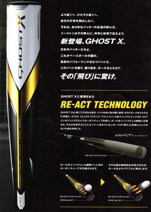 イーストン ︎EASTONイーストンGhost ︎軟式金属バットの通販 by TOMO's shop｜ラクマ X RE-ACT ・バットケ